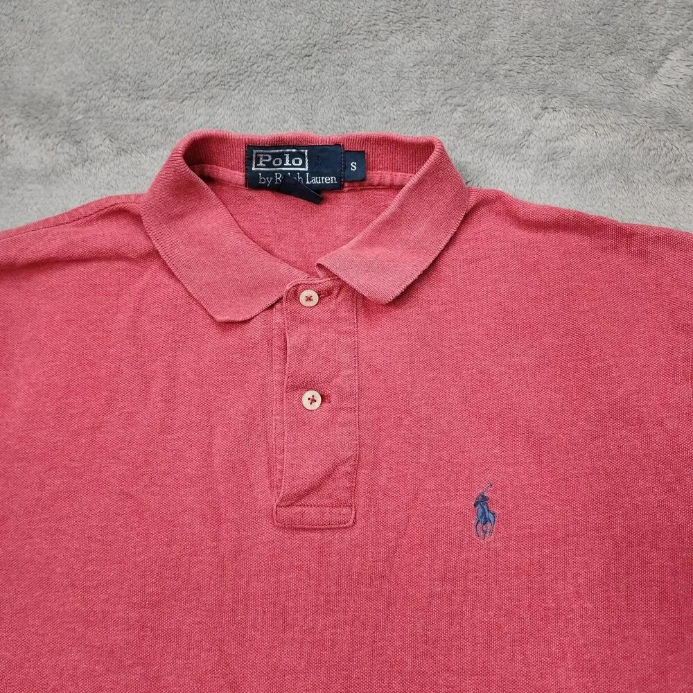 VTG Polo Ralph Lauren Shirt Mens Small 100% Cotton Red 90s Pony